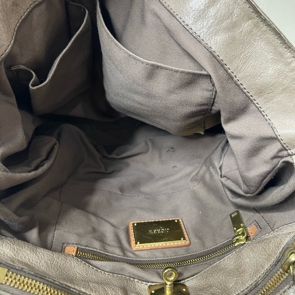 J. CREW Large Tan Pebbled Leather Turnlock Tote Shoulder Bag Purse - Picture 7 of 12